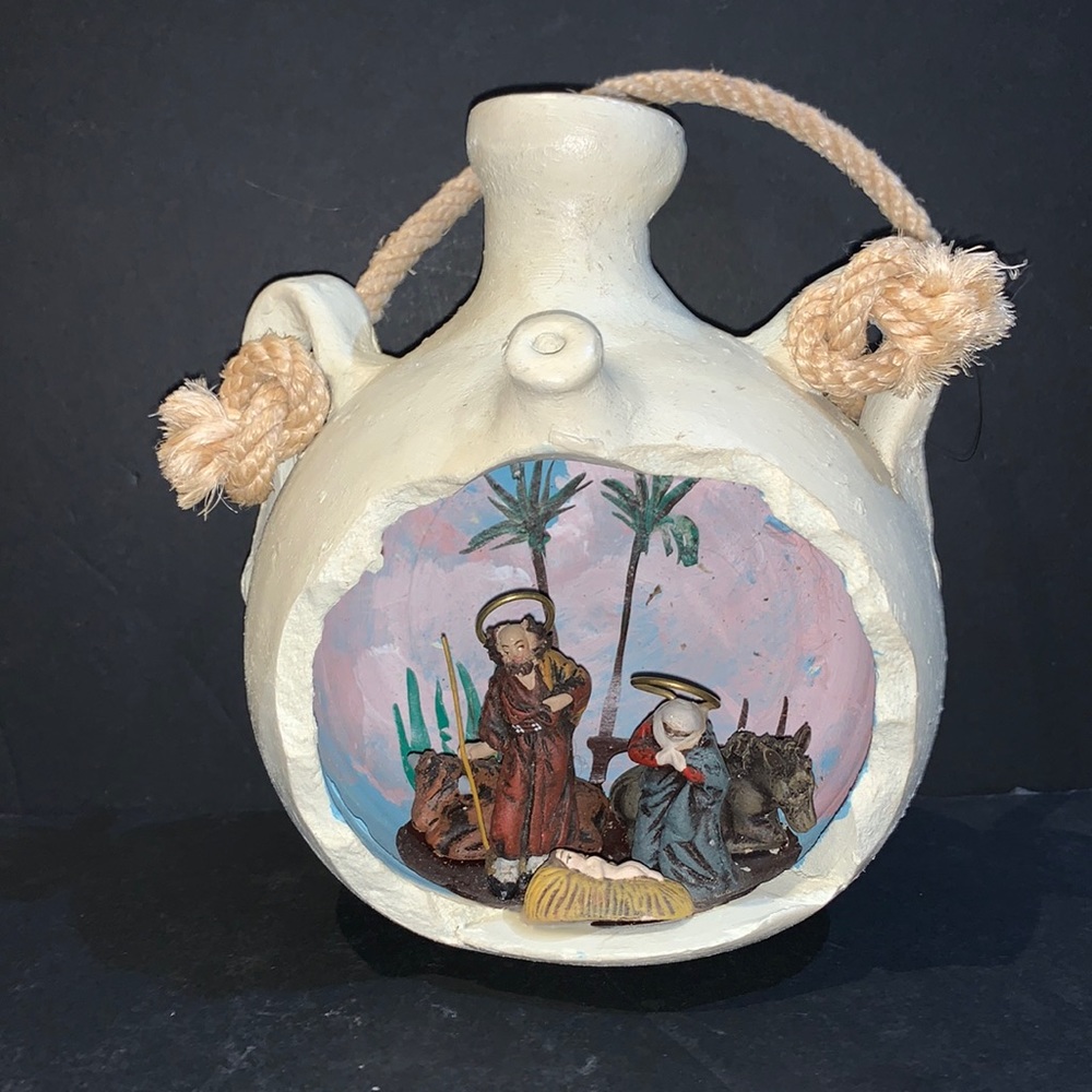 Vintage Ortigas Clay Pottery Nativity Jar Made in Spain